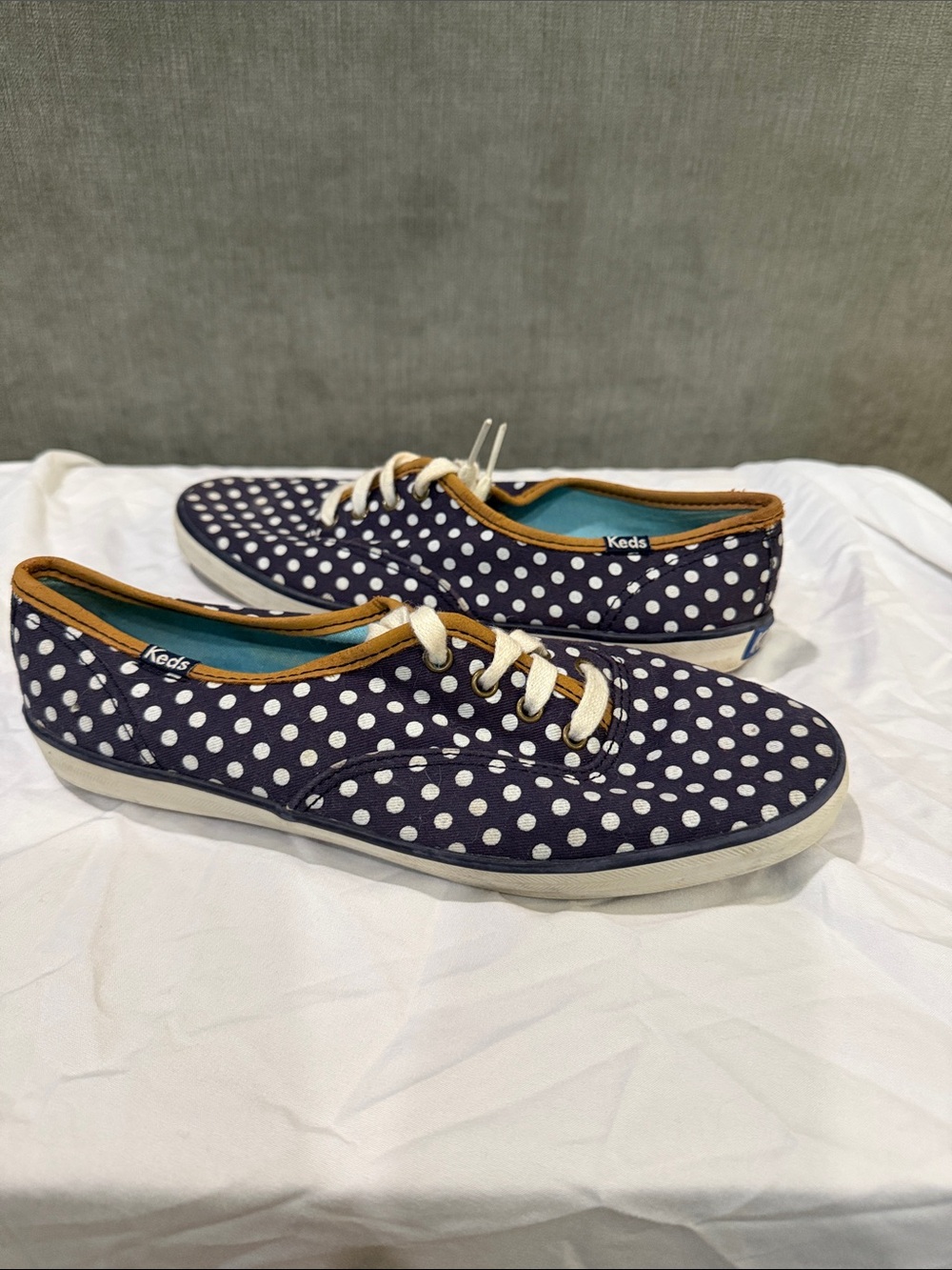 Keds Navy and White Polka Dot Women's Sneakers 6.5